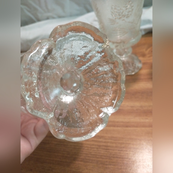 Tiara Indiana Glass Ponderosa Pine Cone Tree Footed Goblet Cup 6'” Christmas 4pc - Picture 6 of 9